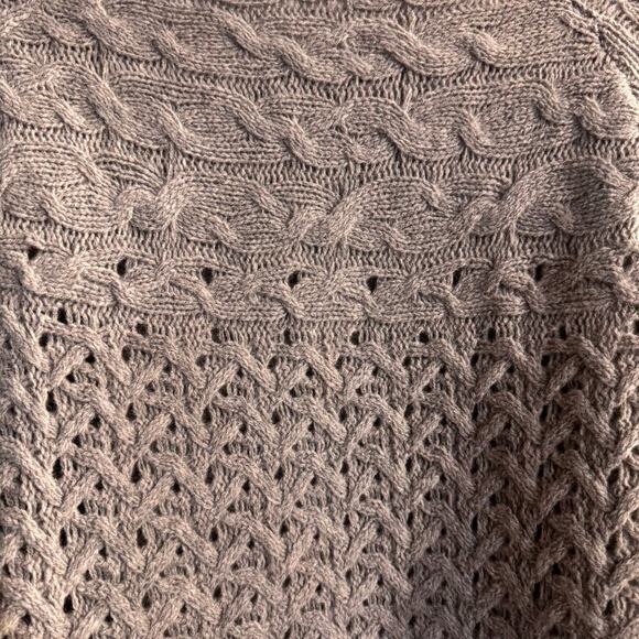 Sundance 100% Lambswool Cable Knit Sweater Gray Bell Sleeves Cropped Size Small - Picture 2 of 6